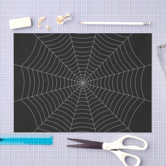 Black grey spider web Halloween pattern Tissue Paper (Craft)