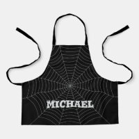 Black grey spider web Halloween pattern Your name