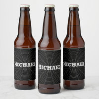 Black grey spider web Halloween pattern Your name
