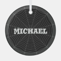 Black grey spider web Halloween pattern Your name