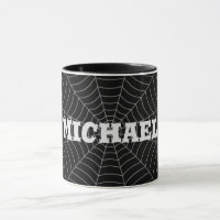 Black grey spider web Halloween pattern Your name