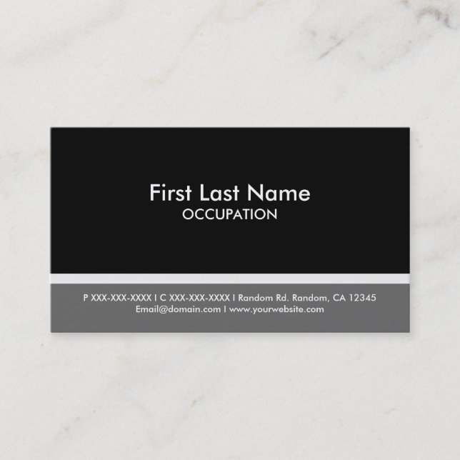 Black grey stripe custom business cards (Front)