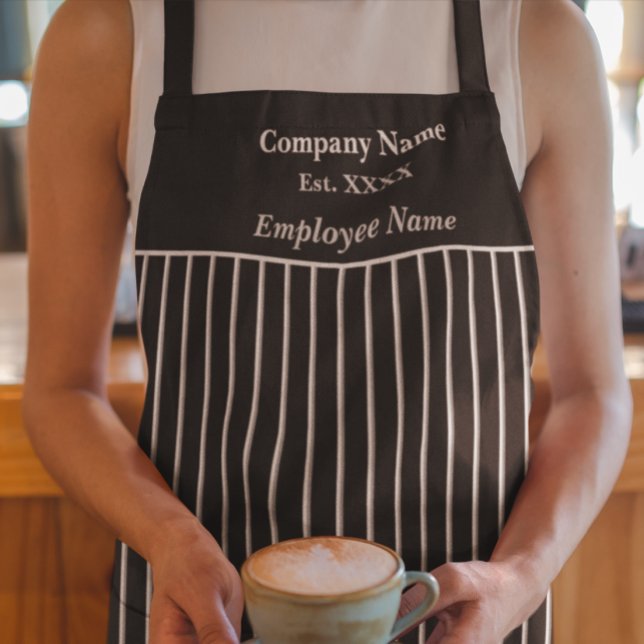 Black & Grey Striped Business All-Over Print Apron (Creator Uploaded)