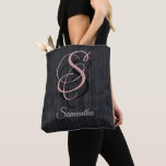 Black Grey striped rustic monogram Tote Bag<br><div class="desc">Modern striped elegant abstract rustic monogrammed Tote Bag. Black, grey, blush pink colours. Modern trendy elegant fashion design. This cute and pretty girly Bag can be customized to include your name and monogram. Is a perfect Bridal gift, Sweet 16, 13th, 15th, 16th, 18th, 21st, 30th, 40th, 50th, 60th, 70th, 80th,...</div>