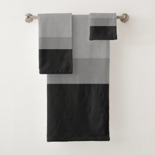 Black, grey striped textured with cross-strokes bath towel set