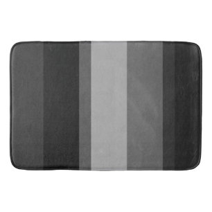 Black & Grey Stripes Bold Sophisticated Designer Bath Mat