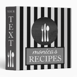 Black Grey Stripes Classic Recipe Cooking Vintage Binder