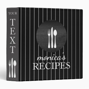 Black Grey Stripes Classic Recipe Cooking Vintage Binder