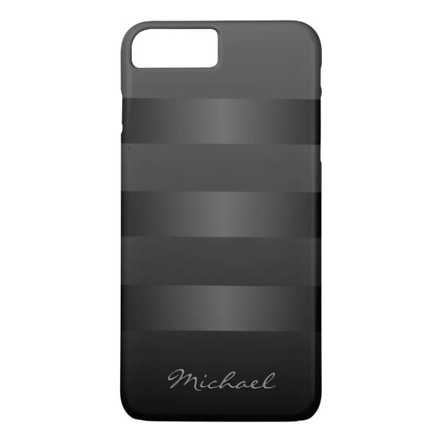 Black Grey Stripes Pattern Mens Case-Mate iPhone Case (Back)