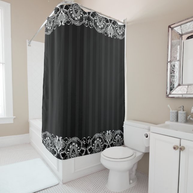 Black & Grey Stripes & White Vintage Lace (In Situ)
