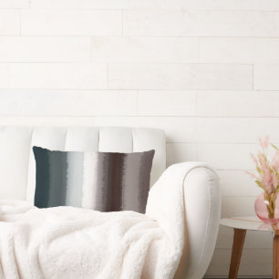 Black Grey Taupe Stripes Lumbar Pillow