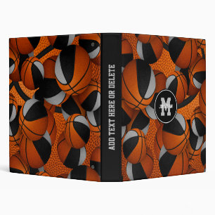 black grey team colours basketballs pattern binder