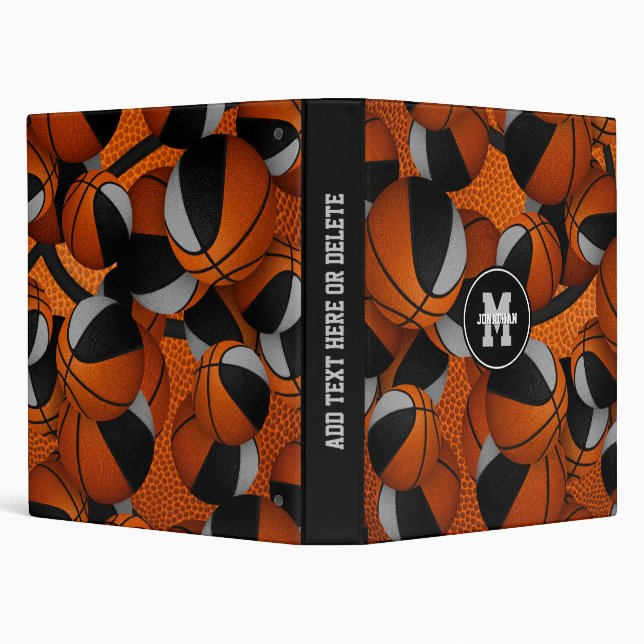 black grey team colours basketballs pattern binder (Background)