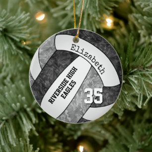 black grey team colours girls volleyball memento ceramic ornament