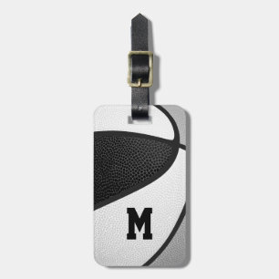 black grey team colours sports gifts basketball luggage tag