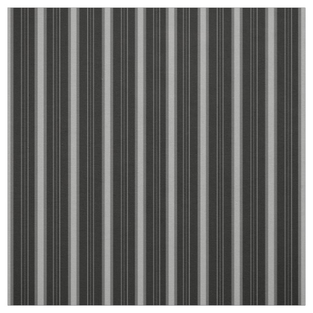 Black & Grey Thick and Thin Stripes Fabric (Swatch)