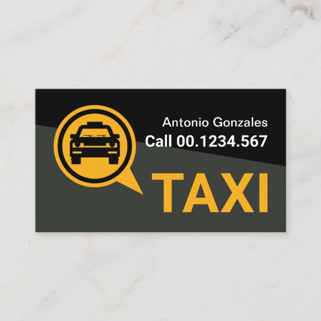 Black Grey Trapezium Yellow Taxi Business Card (Front)