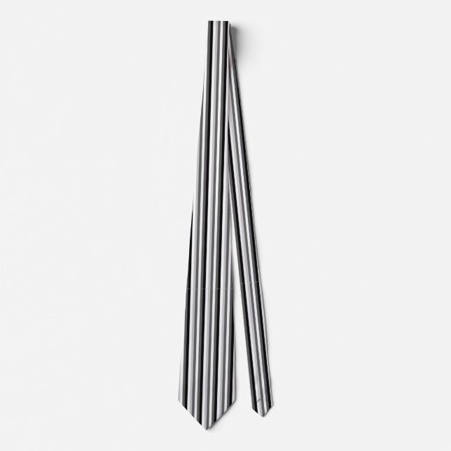 Black & Grey Vertical Stripes Tie (Front)