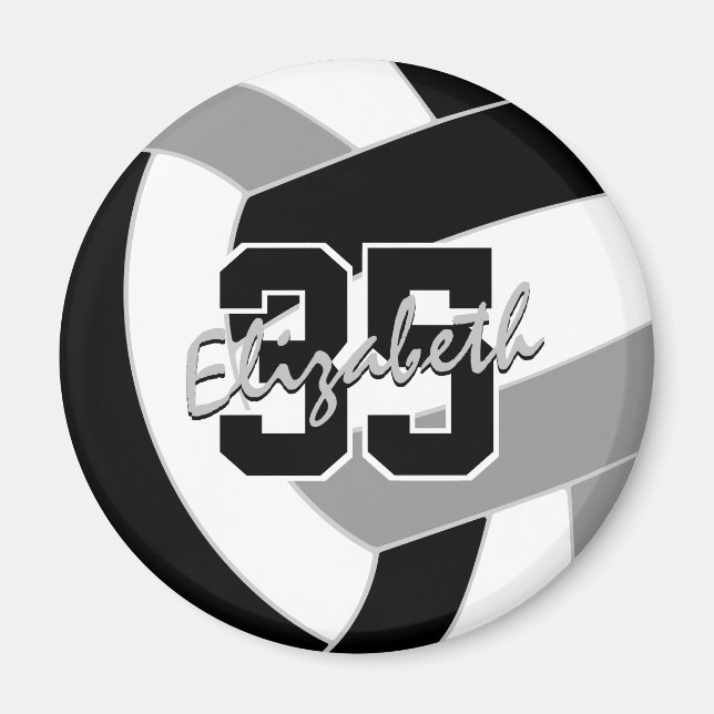 black grey volleyball team colours gifts magnet (Front)