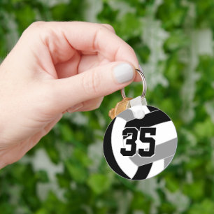 Black grey volleyball team colours keychain