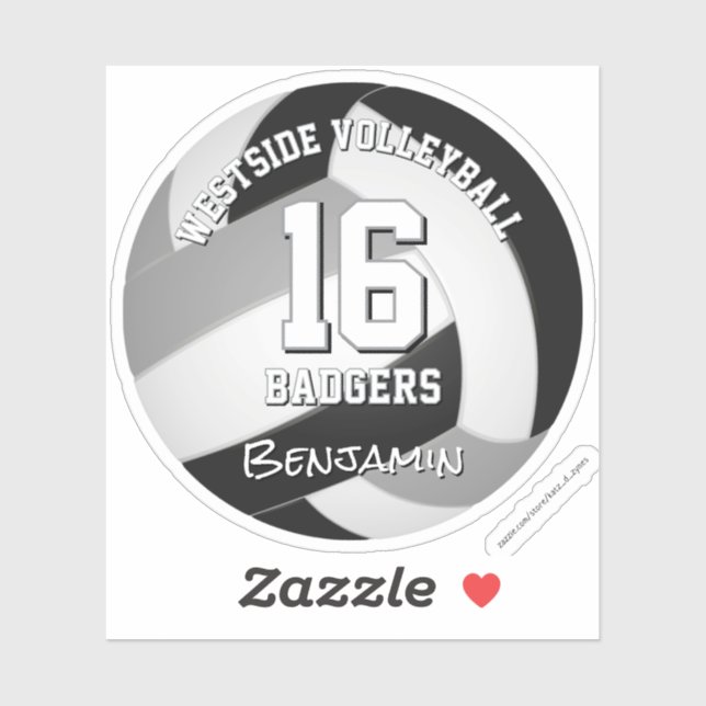 black grey volleyball team colours kids team name (Sheet)