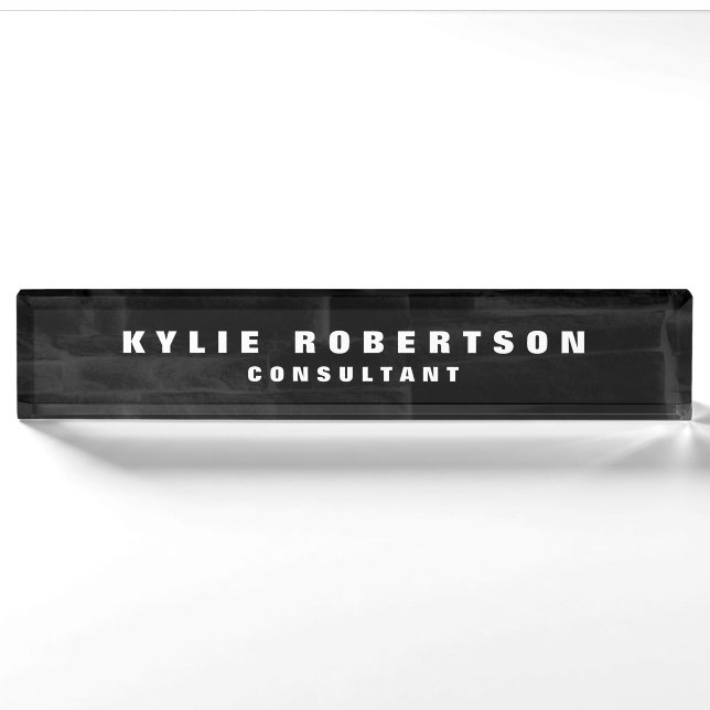 Black Grey Wall Professional Trendy Modern Nameplate (Front)