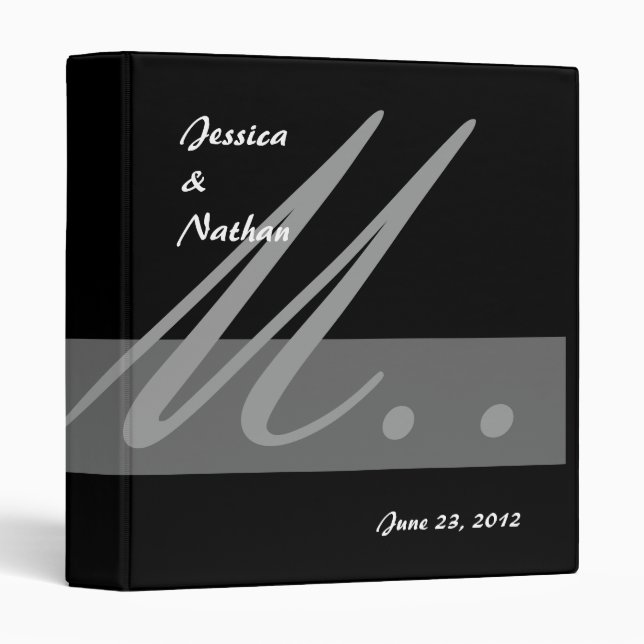 Black & Grey Wedding Monogram Planner Photo Binder (Front/Spine)