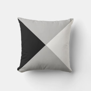 Black Grey & White Abstract Geometric Shape Throw  Pillow