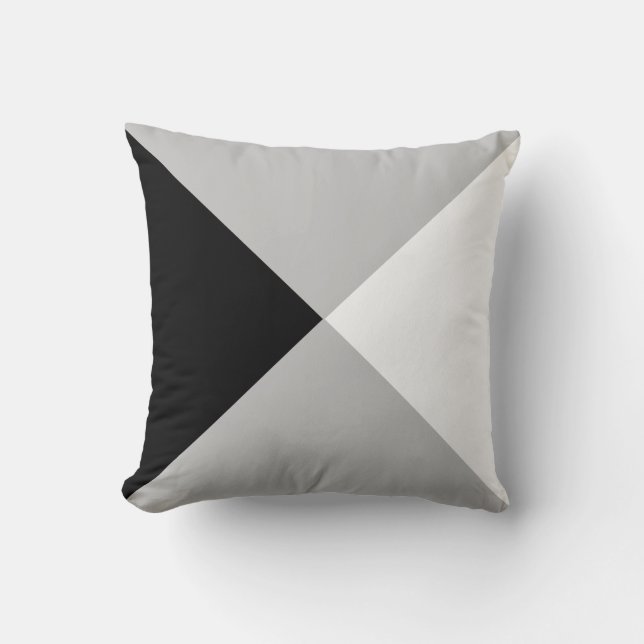 Black Grey & White Abstract Geometric Shape Throw  Pillow (Front)