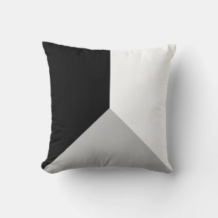 Black Grey & White Abstract Geometric Shape Throw Pillow