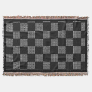 Black Grey White Buffalo Check Style Chain Mail  Throw Blanket