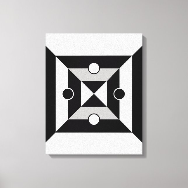 Black, Grey & White Geometric Abstract Art Canvas Print (Front)