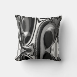 Black Grey White Large Circles Modern Art Abstract Throw Pillow