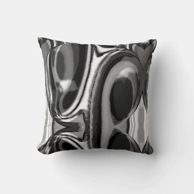 Black Grey White Large Circles Modern Art Abstract Throw Pillow (Front)