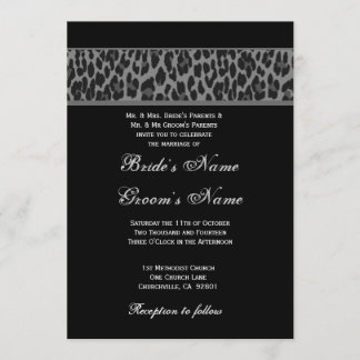 Black Grey White Leopard Wedding Invitation