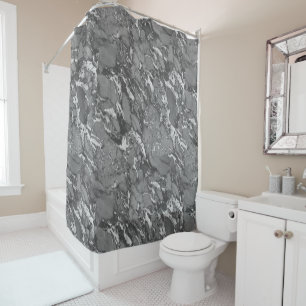 Black, Grey & White Marble Shower Curtain