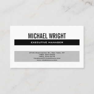 Black Grey White Modern Plain Simple Minimalist Business Card
