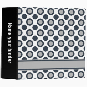 Black grey White Polka Dots 3 Ring 2" Binder