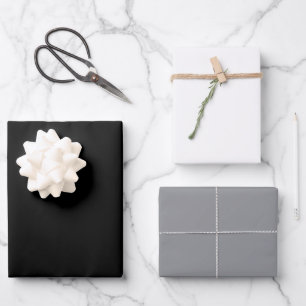 Black Grey White Solid Colours Design Wrapping Paper Sheet
