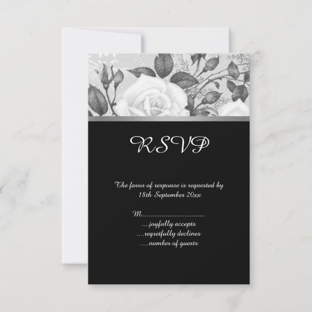 BLACK GREY WHITE SPRING ROSE ALL OCCASION RSVP (Front)