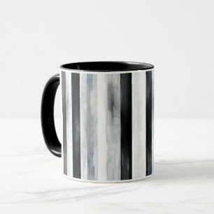 Black Grey White Stripes Mug
