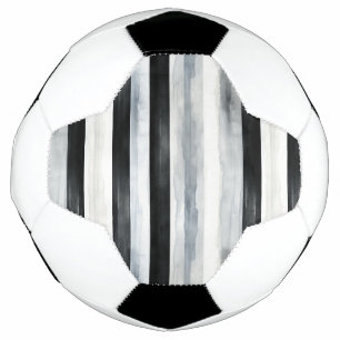 Black Grey White Stripes Soccer Ball
