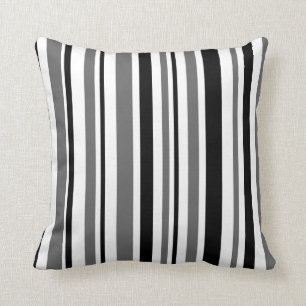 Black, Grey, White Stripes Throw Pillow