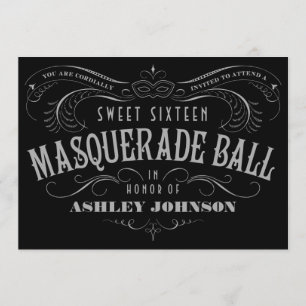 Black, Grey & White Sweet Invitation Masquerade 16
