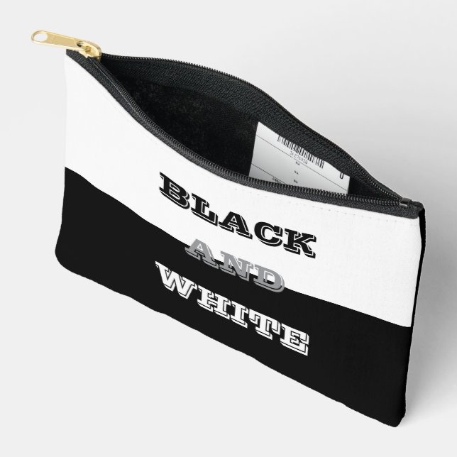 Black Grey White Text And Solid Colours Design Accessory Pouch (Open)