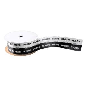 Black Grey White Text And Solid Colours Design     Satin Ribbon