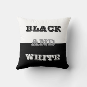 Black Grey White Text And Solid Colours Design Throw Pillow