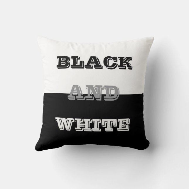 Black Grey White Text And Solid Colours Design Throw Pillow (Back)