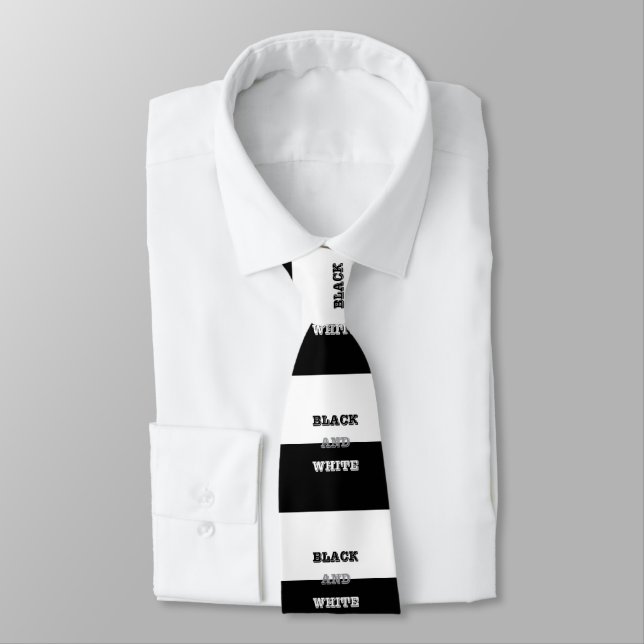 Black Grey White Text And Solid Colours Design Tie (Tied)