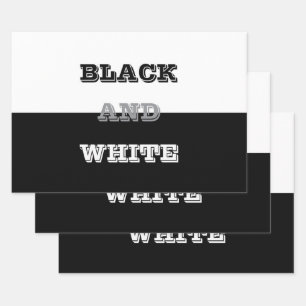 Black Grey White Text And Solid Colours Design Wrapping Paper Sheet
